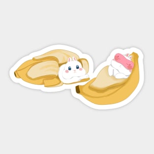 Sleeping Couple Banana _ Bunniesmee Sticker